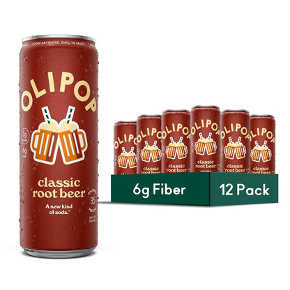 OLIPOP 6g Fiber Prebiotic Soda, Classic Grape, 12 fl oz, 12Pack Skinny | Shelf Stable Prebiotic Soda (Skinny), 6g Fiber, 5g Sugar, Digestive Health Support, Prebiotics & Botanicals, Gluten Free