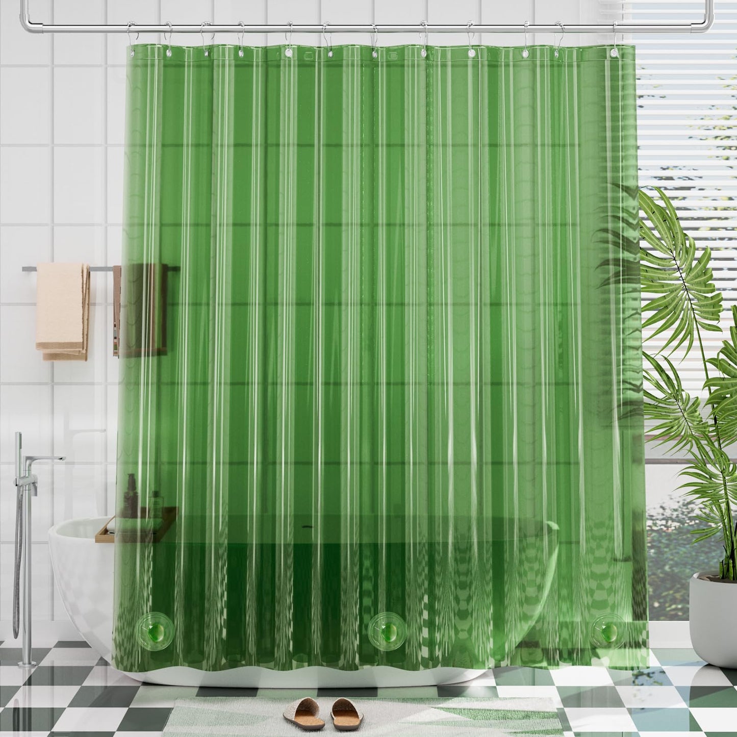 AmazerBath Plastic Shower Curtain Clear Premium PEVA, Clear Shower Curtain Heavy Duty 8G, Weighted Shower Curtains for Bathroom Accessories with 3 Big Stones and 12 Rustproof Grommets, 72x72 Inches