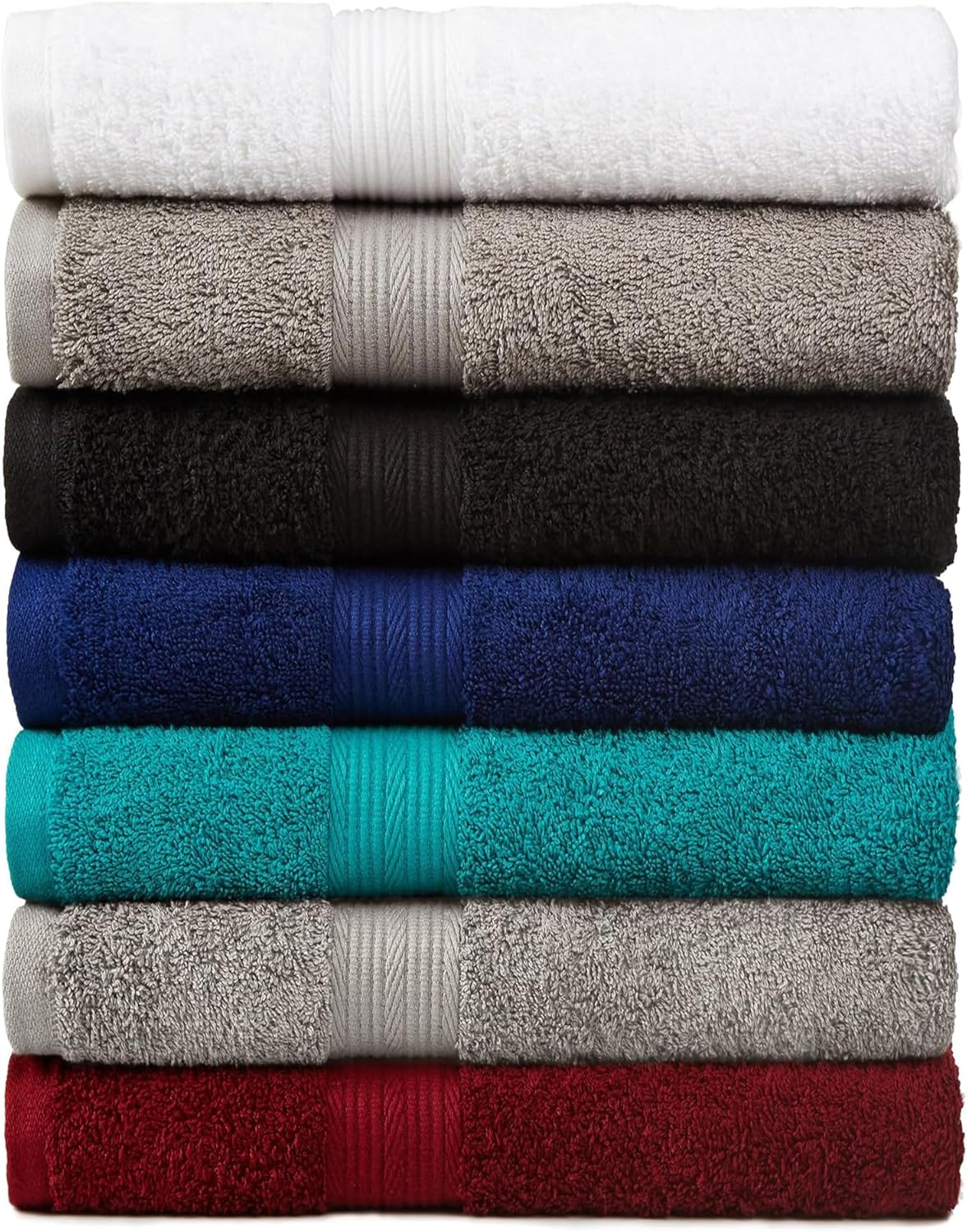 Amazon Basics 6-Piece Oversized Fade-Resistant Towel Set, 100% Cotton, Highly Absorbent, Soft, Teal, 2 Bath Towels, 2 Hand Towels, 2 Washcloths