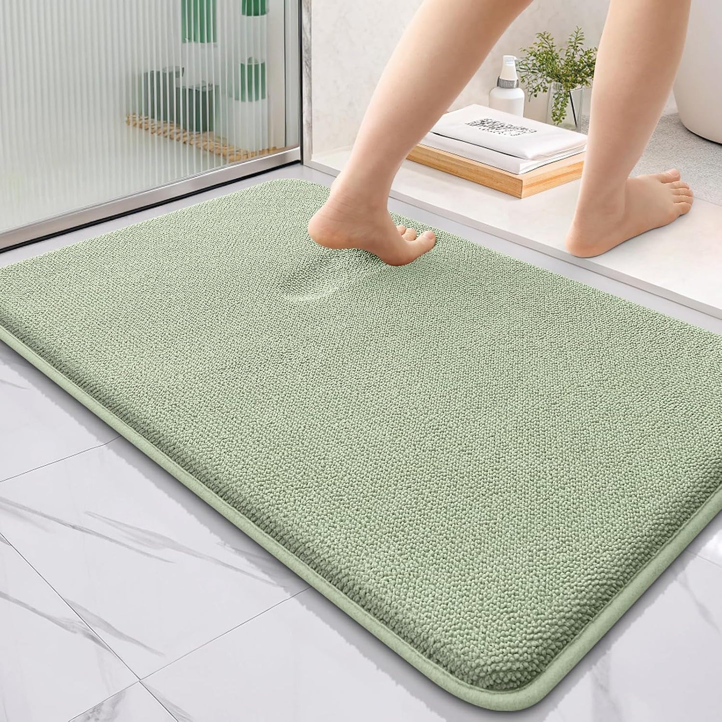 OLANLY Thick Memory Foam Bathroom Rugs 30x20, Soft Absorbent Bath Mat, Teal | Quick Dry Bath Rugs, Non-Slip Carpet, Machine Washable Mats for Bathroom Floor, Tub and Shower, Home Decor Accessories