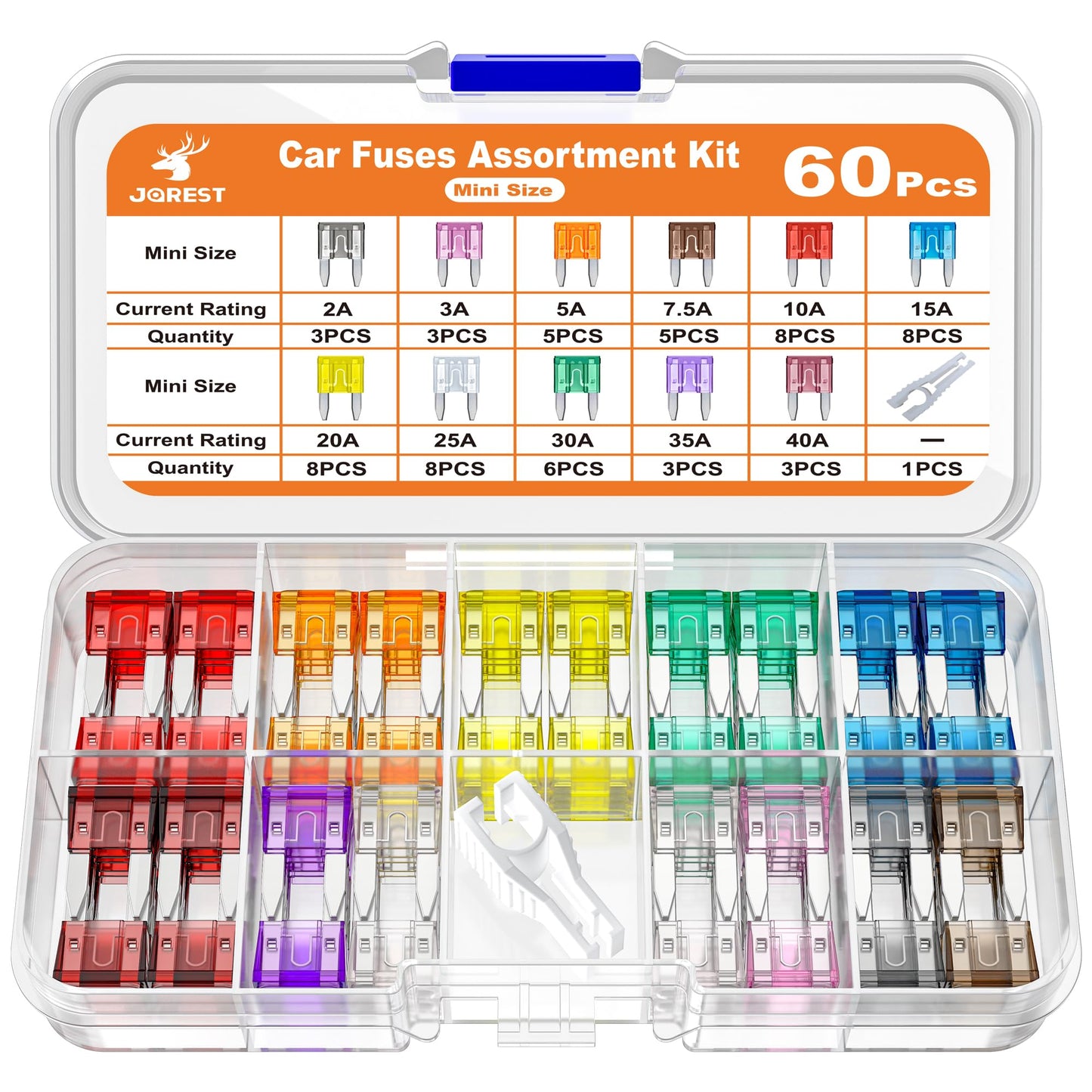 JOREST 300Pcs Car Fuse Assortment Kit, 160 Mini Blade Fuses Automotive + 90 Standard Auto Fuses + 50 Micro + Puller – Replacement for RV Camper Boat Truck (2Amp 3A 5A 7.5A 10A 15A 20A 25A 30A 35A 40A)