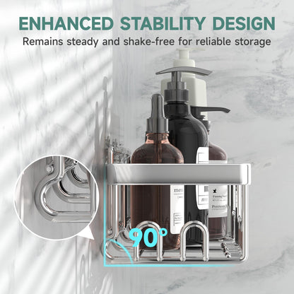 Veken Large Capacity Shower Caddy 6-Pack, No Drilling & Rustproof, Adhesive Shower Shelves with Soap Holder, Bathroom Organizers and Storage, Wall-Mounted Kitchen & Home Decor, Pink