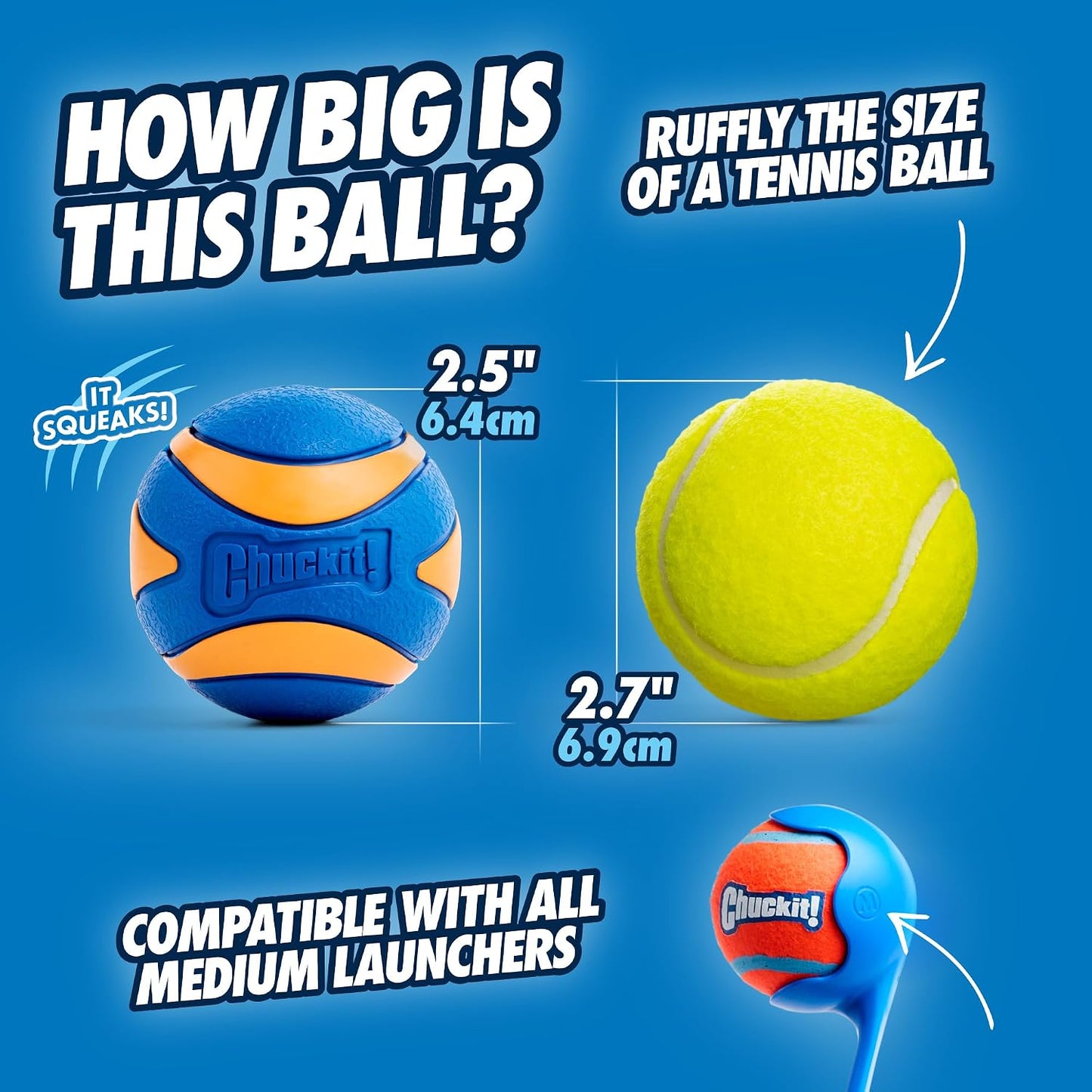 Chuckit! Ultra Ball Dog Toy, Durable Rubber, Medium 2.5-in, 2 Pack | Made from Durable Rubber with an Extra-Thick Core, This Bouncy Fetch Ball Floats in Water for Lasting Games of Fetch