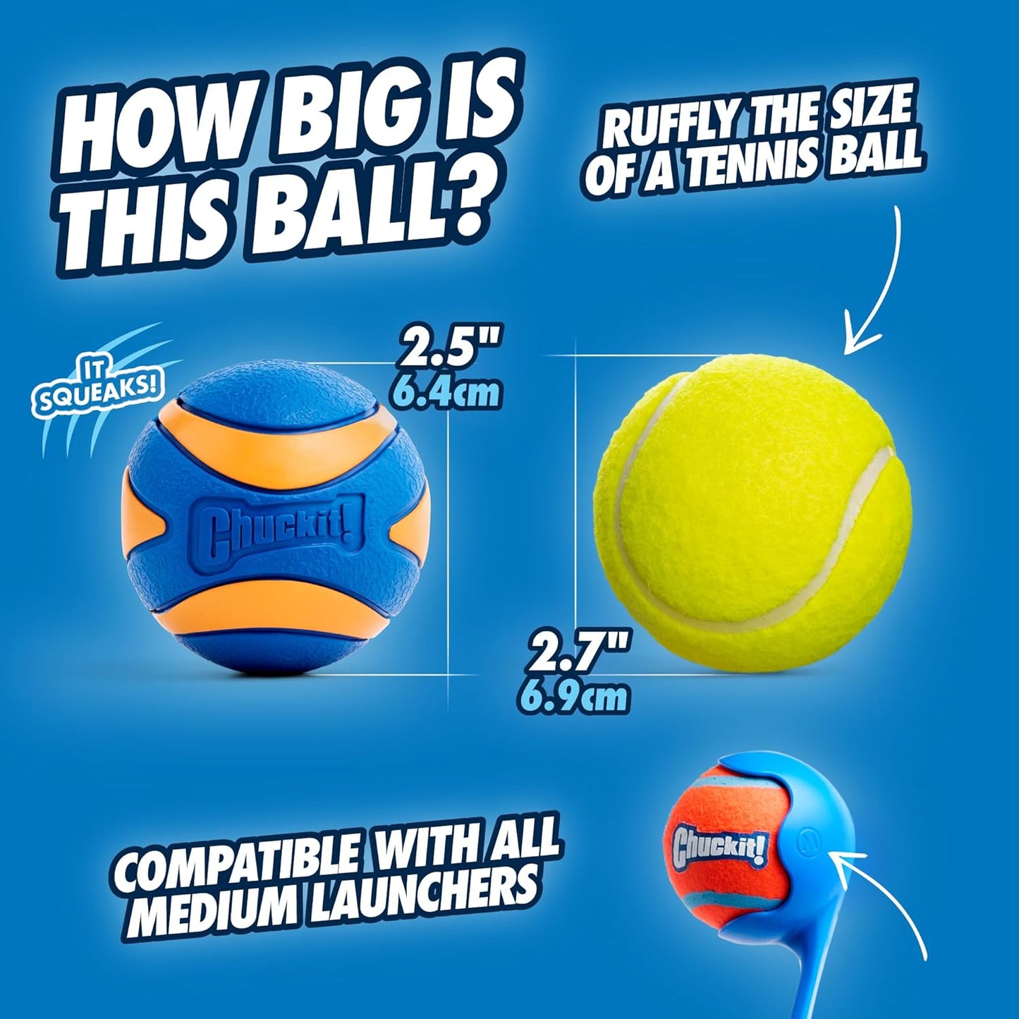 Chuckit! Ultra Ball Dog Toy, Durable Rubber, Medium 2.5-in, 2 Pack | Made from Durable Rubber with an Extra-Thick Core, This Bouncy Fetch Ball Floats in Water for Lasting Games of Fetch