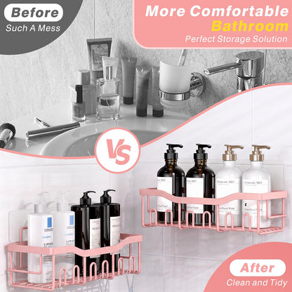 EUDELE Adhesive Shower Caddy, 5 Pack Rustproof Stainless Steel Bath Organizers With Large Capacity, No Drilling Shelves for Bathroom Storage & Home Decor