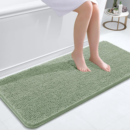 OLANLY Bathroom Rugs 30x20, Extra Soft Absorbent Chenille Bath Rugs | Grey, Quick-Drying Rubber Backing, Machine Washable Bath Mat for Bathroom Floor, Tub and Shower, Home Decor Accessories