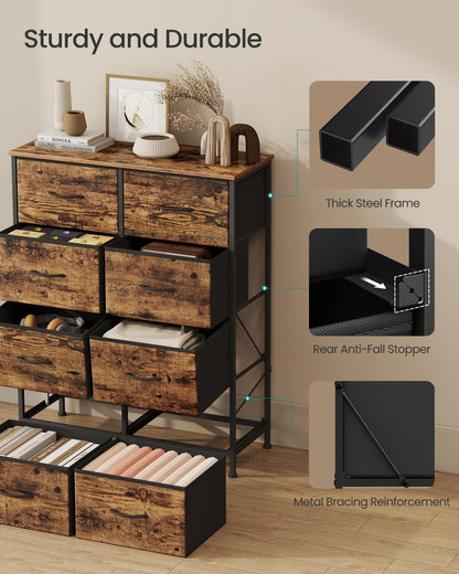 SONGMICS BELLAH Collection - Dresser for Bedroom, Chest of Drawers, Storage Organizer Unit, Closet, Entryway, Steel, 4 Drawers, Modern, Ink Black and Ebony Black ULGS314B01S