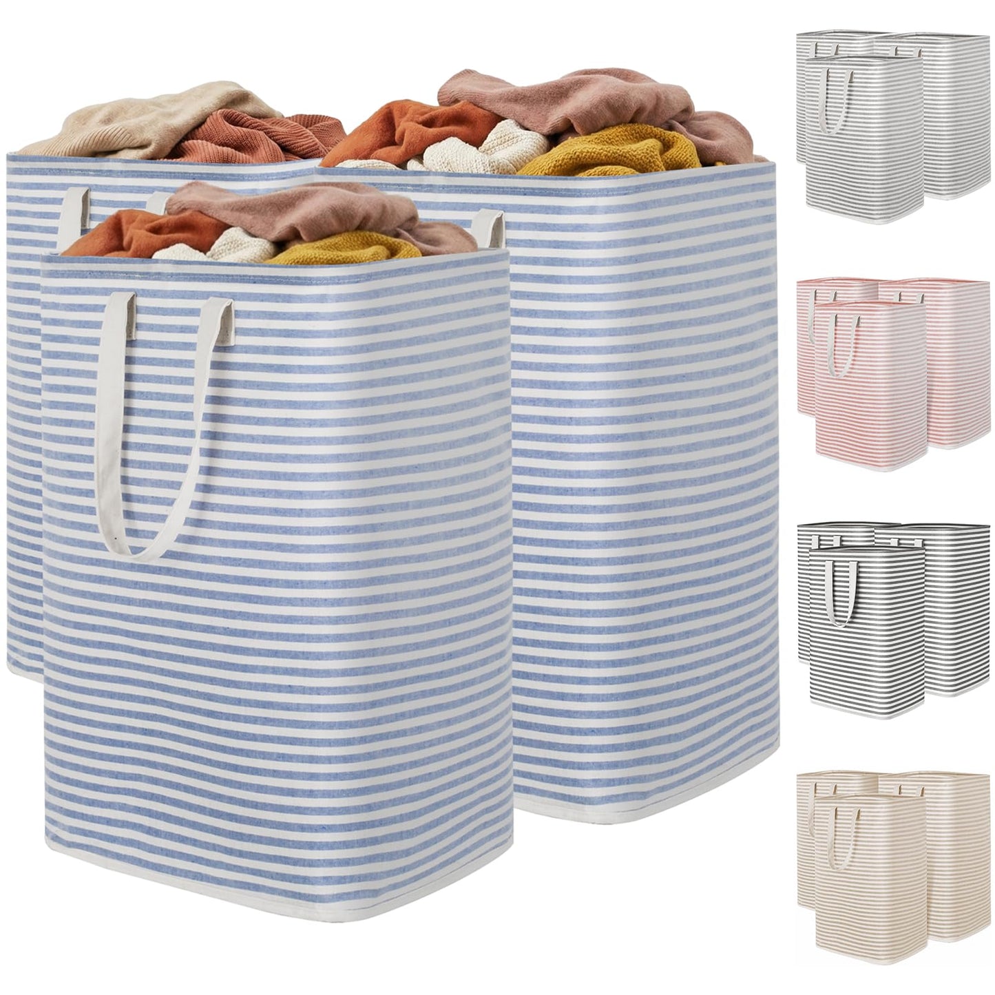 Lifewit 2 Pack Laundry Basket 80L Each, Collapsible Clothes Hamper with Reinforced Handles, Freestanding Waterproof Design for Bedroom and Laundry Room, Grey 160L Total