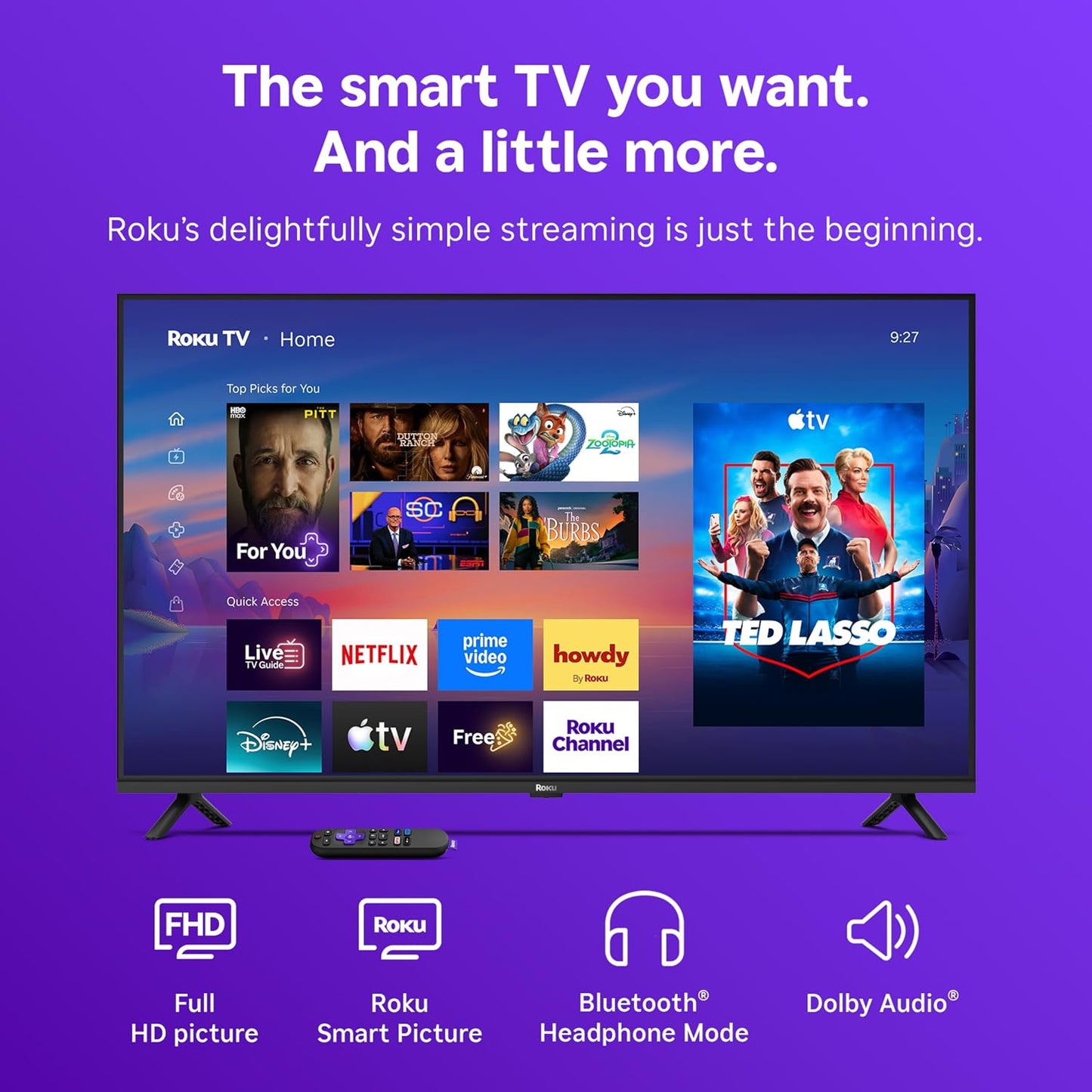 Roku 40-Inch Smart TV 2026 - Select Series, 1080p Full HD TV - RokuTV | Flat Screen LED Television with Voice Remote, Wi-Fi & Bluetooth Headphone Mode - Streaming Live Local News Sports & Movies