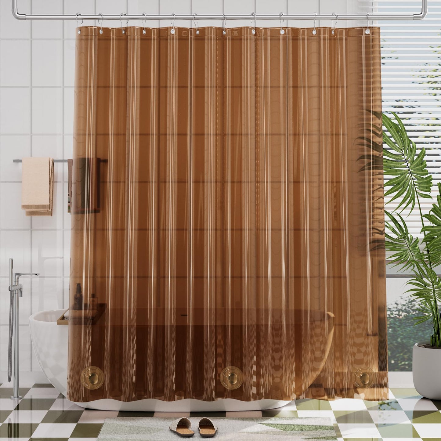 AmazerBath Plastic Shower Curtain Clear Premium PEVA, Clear Shower Curtain Heavy Duty 8G, Weighted Shower Curtains for Bathroom Accessories with 3 Big Stones and 12 Rustproof Grommets, 72x72 Inches