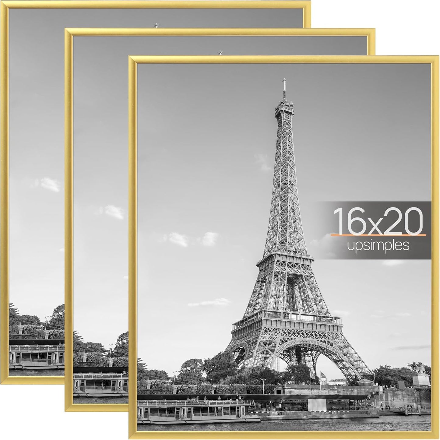upsimples 12x16 Poster Frame, Easy Slide-In Assembly, Black, 3 Pack | Gallery Wall 12 x 16 Picture Frames Set for Family, Wedding, Christmas, Easy to Change Photos