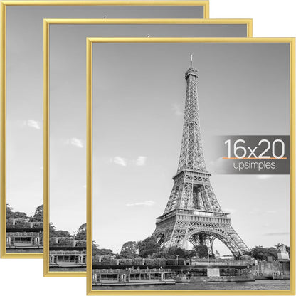 upsimples 12x16 Poster Frame, Easy Slide-In Assembly, Black, 3 Pack | Gallery Wall 12 x 16 Picture Frames Set for Family, Wedding, Christmas, Easy to Change Photos
