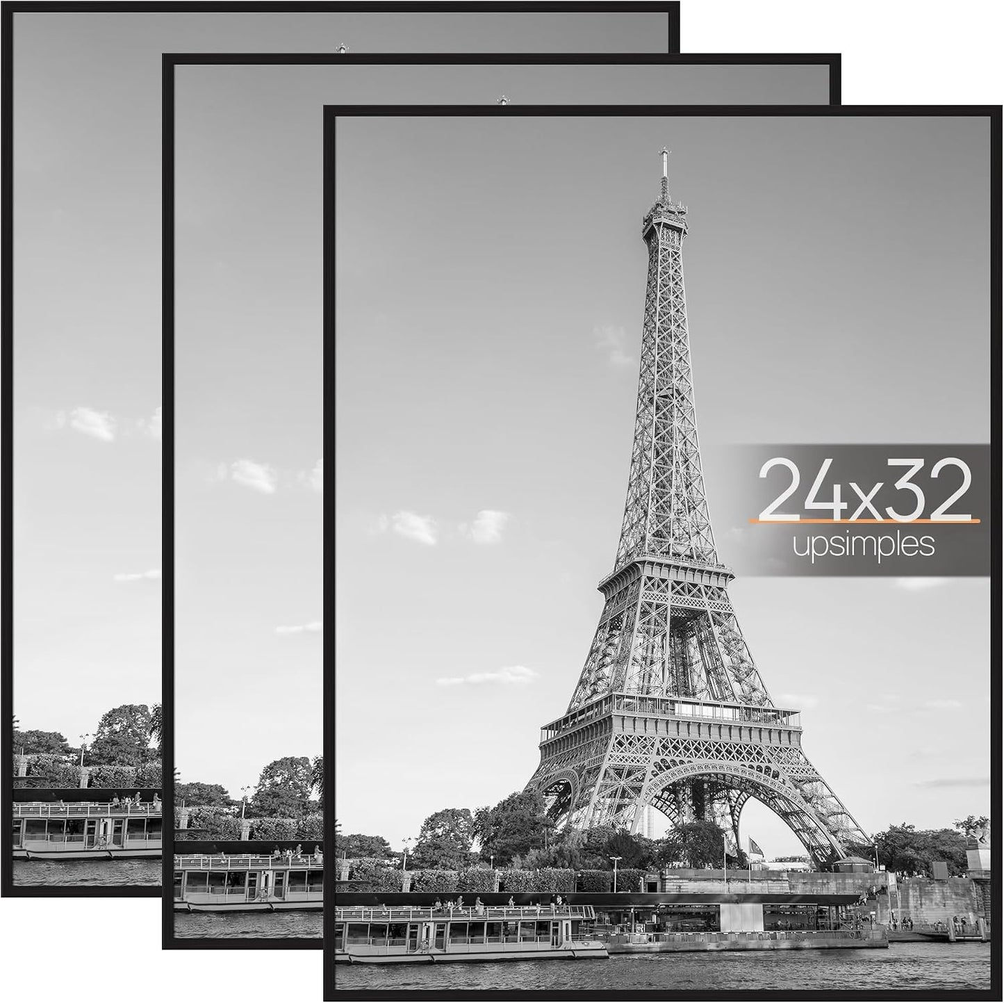 upsimples 12x16 Poster Frame, Easy Slide-In Assembly, Black, 3 Pack | Gallery Wall 12 x 16 Picture Frames Set for Family, Wedding, Christmas, Easy to Change Photos