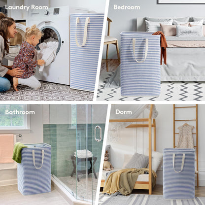 Lifewit 2 Pack Laundry Basket 80L Each, Collapsible Clothes Hamper with Reinforced Handles, Freestanding Waterproof Design for Bedroom and Laundry Room, Grey 160L Total