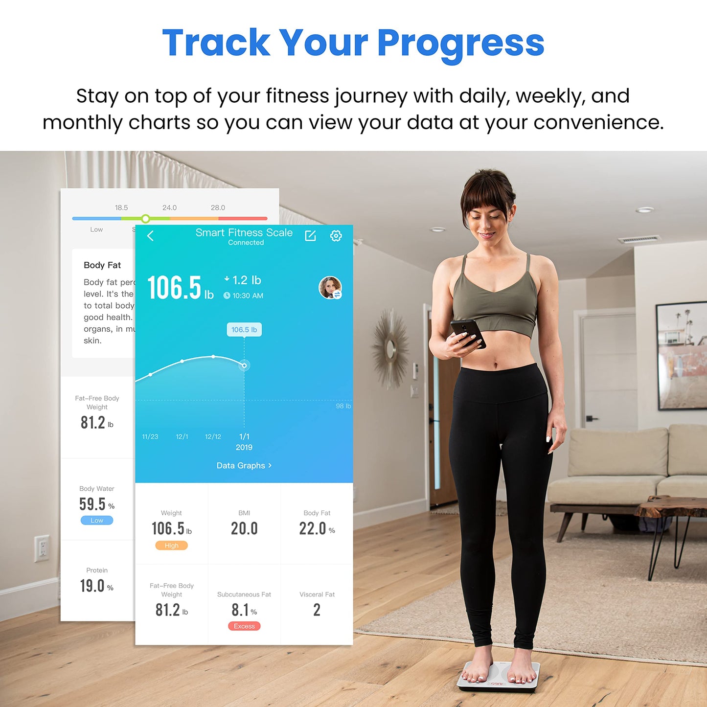 Etekcity Smart Scale for Body Weight, Body Fat and BMI, FSA Eligible | HSA Eligible, Bathroom Scale with Muscle Mass, Accurate Bluetooth App Sync, LED Display and Tempered Glass
