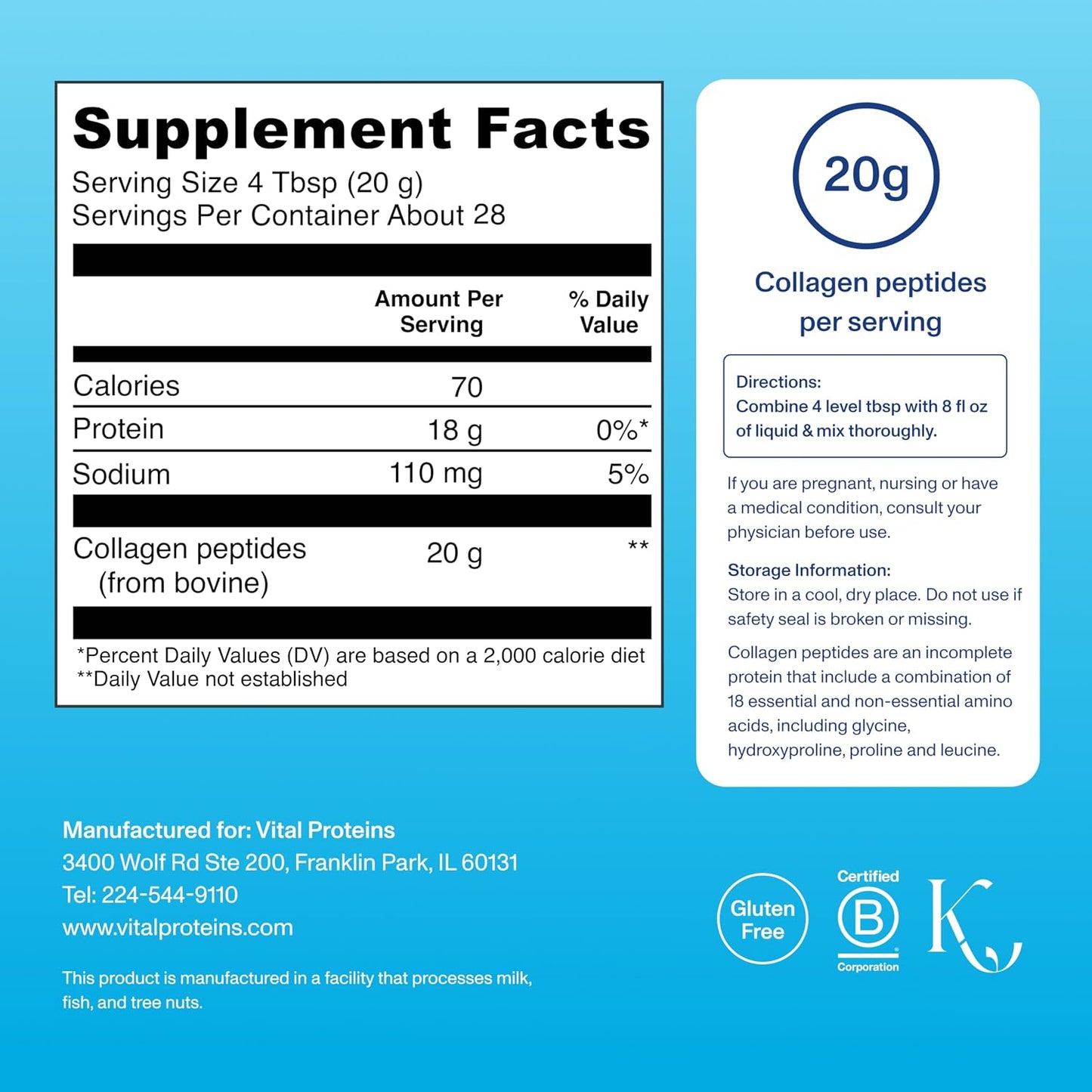 Vital Proteins Collagen Peptides Powder, Unflavored, 9.33oz | Grass-Fed Collagen Peptides, Supports Hair Skin & Nails, Bones & Joints, 13 Servings