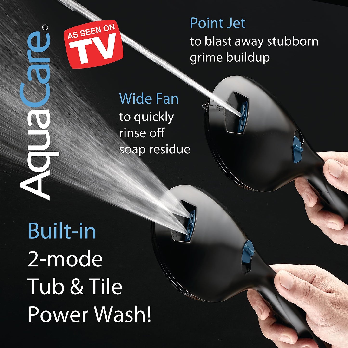 AquaCare 8-mode High Pressure Handheld Shower Head with 2-mode Power Wash | Stay Clean Nozzles, Dual Power Wash for Tub, Tile & Pets, Long 6 ft. Stainless Steel Hose, Wall & Overhead Brackets / Chrome