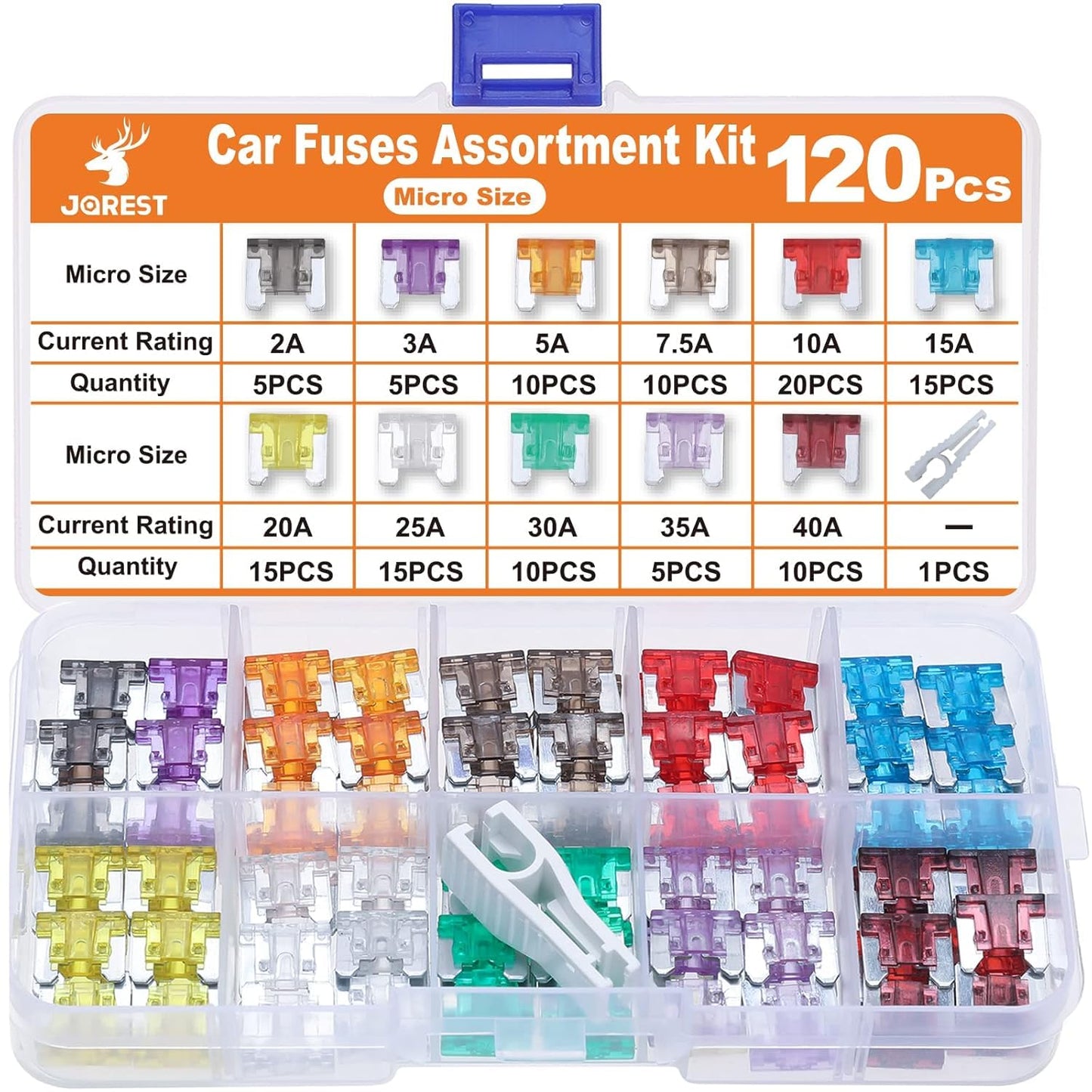 JOREST 300Pcs Car Fuse Assortment Kit, 160 Mini Blade Fuses Automotive + 90 Standard Auto Fuses + 50 Micro + Puller – Replacement for RV Camper Boat Truck (2Amp 3A 5A 7.5A 10A 15A 20A 25A 30A 35A 40A)