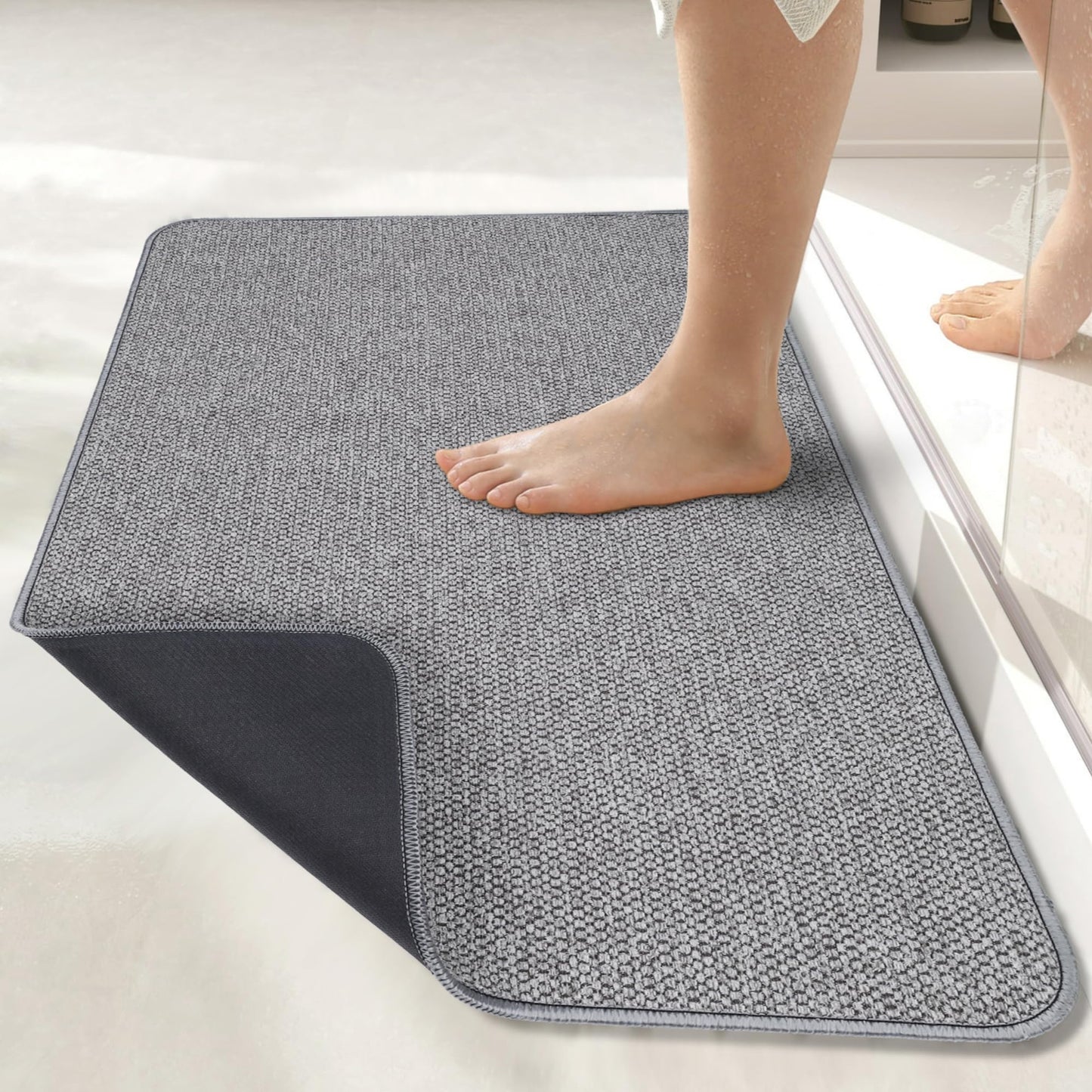 Bosap Bath Mat,Ultra Thin Bathroom Runner Rugs,Large Bath Mats for Bathroom,Quick Dry,Non-Slip,Machine Washable,Low Pile,Bath Rug,Shower Outside,Sink,Home Decor Accessories.Purple,3'x5'(36x60inch)