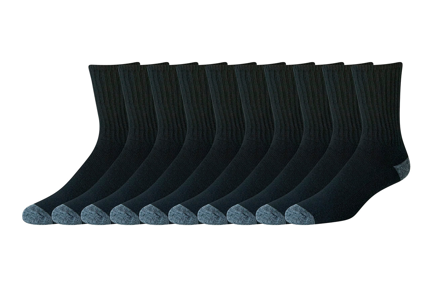 Amazon Essentials Men's Cotton Crew Athletic Moisture Wicking Sports Socks with Cushioned Sole, 10 Pairs