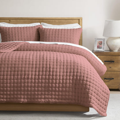 WDCOZY Beige King Size Quilt Bedding Sets with Pillow Shams, Tan Cream Lightweight Bedspread Coverlet, Quilted Blanket Thin Comforter Bed Cover, All Season Summer Spring, 3 Pieces, 104x90 inches