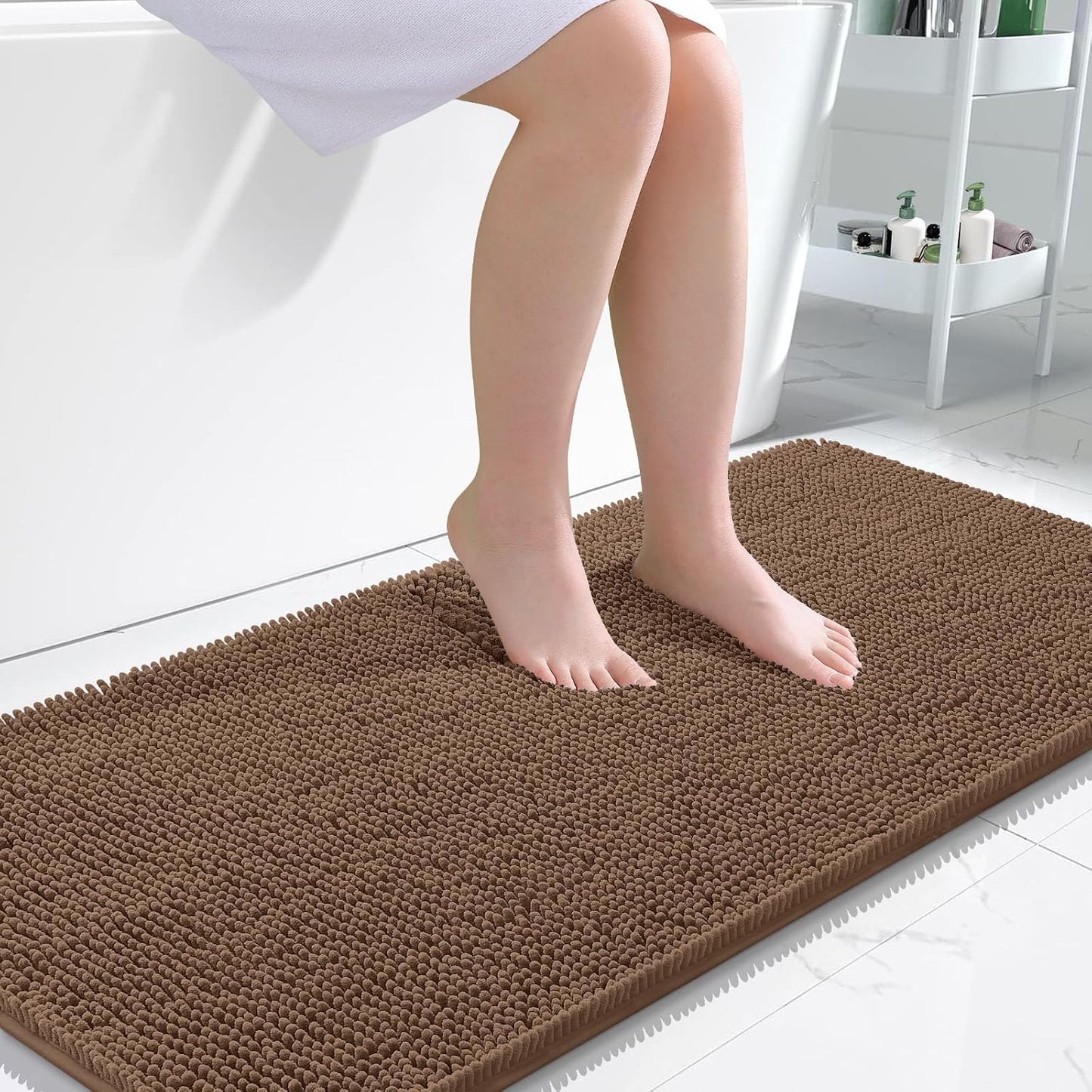 OLANLY Bathroom Rugs 30x20, Extra Soft Absorbent Chenille Bath Rugs | Grey, Quick-Drying Rubber Backing, Machine Washable Bath Mat for Bathroom Floor, Tub and Shower, Home Decor Accessories