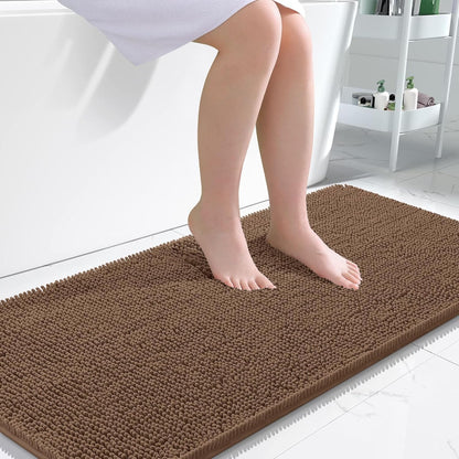 OLANLY Bathroom Rugs 30x20, Extra Soft Absorbent Chenille Bath Rugs | Grey, Quick-Drying Rubber Backing, Machine Washable Bath Mat for Bathroom Floor, Tub and Shower, Home Decor Accessories