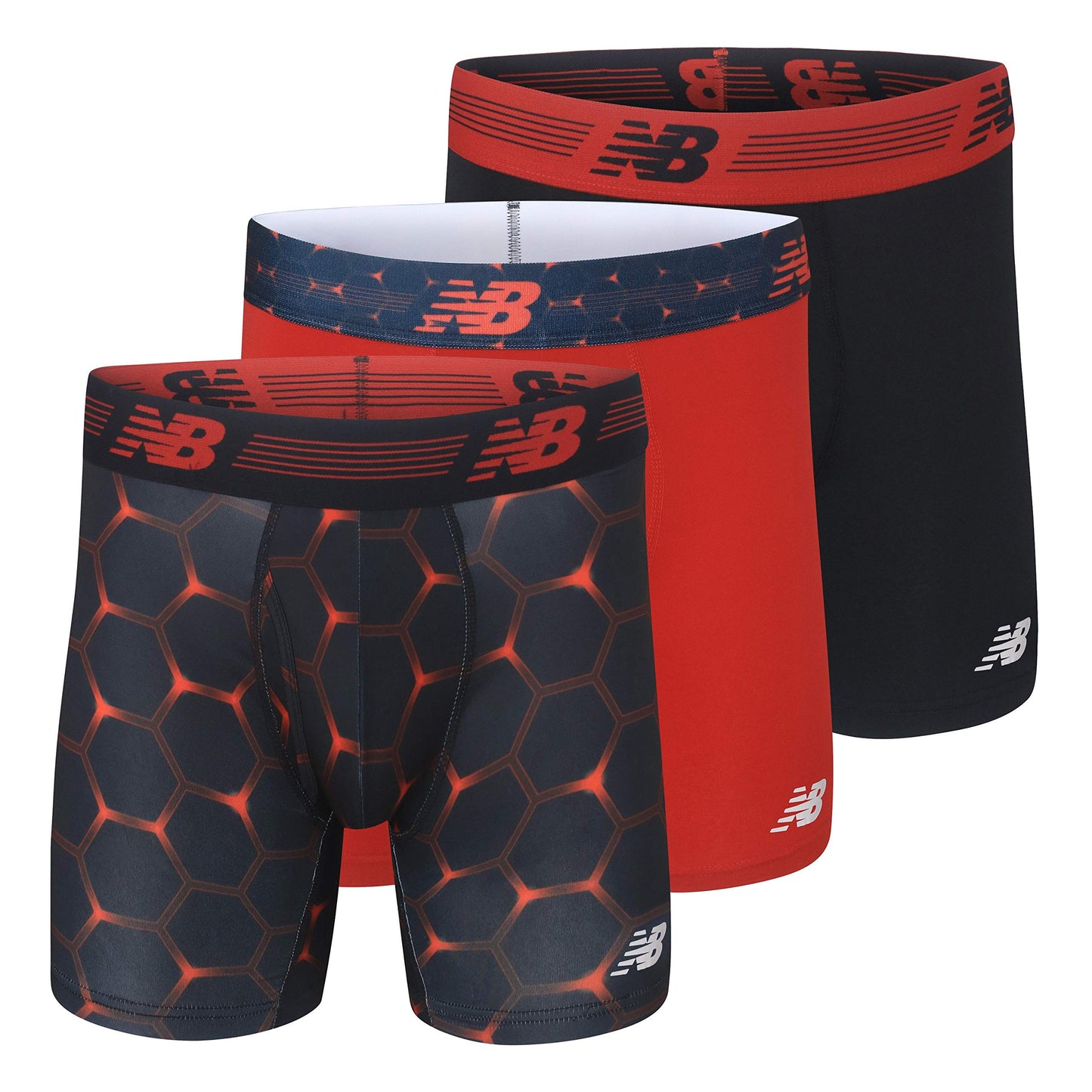New Balance Men's Performance Boxer Briefs with Fly, Breathable Stretch Underwear, Moisture Wicking, Soft Waistband (3 Pack)