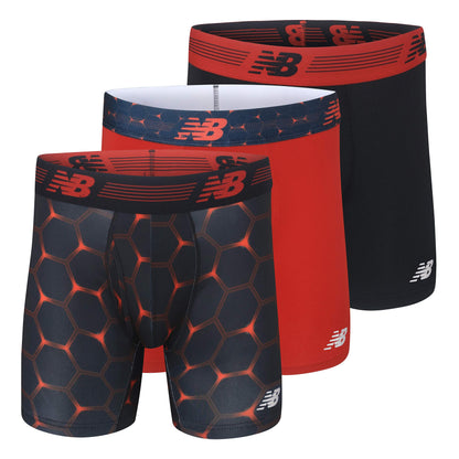 New Balance Men's Performance Boxer Briefs with Fly, Breathable Stretch Underwear, Moisture Wicking, Soft Waistband (3 Pack)