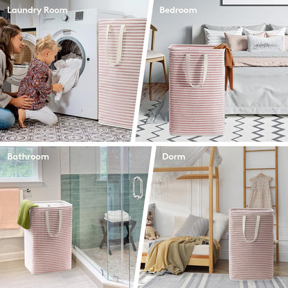 Lifewit 2 Pack Laundry Basket 80L Each, Collapsible Clothes Hamper with Reinforced Handles, Freestanding Waterproof Design for Bedroom and Laundry Room, Grey 160L Total