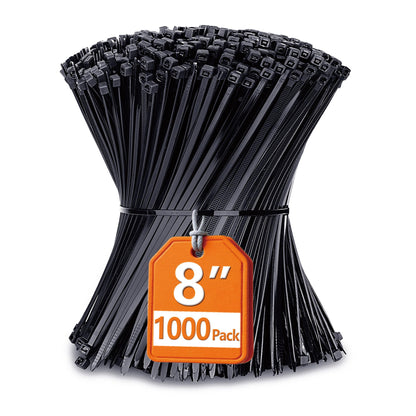 Zip Ties Assorted Sizes(4”+6”+8”+12”), 400 Pack, Black Cable Ties, UV Resistant Wire Ties by ANOSON