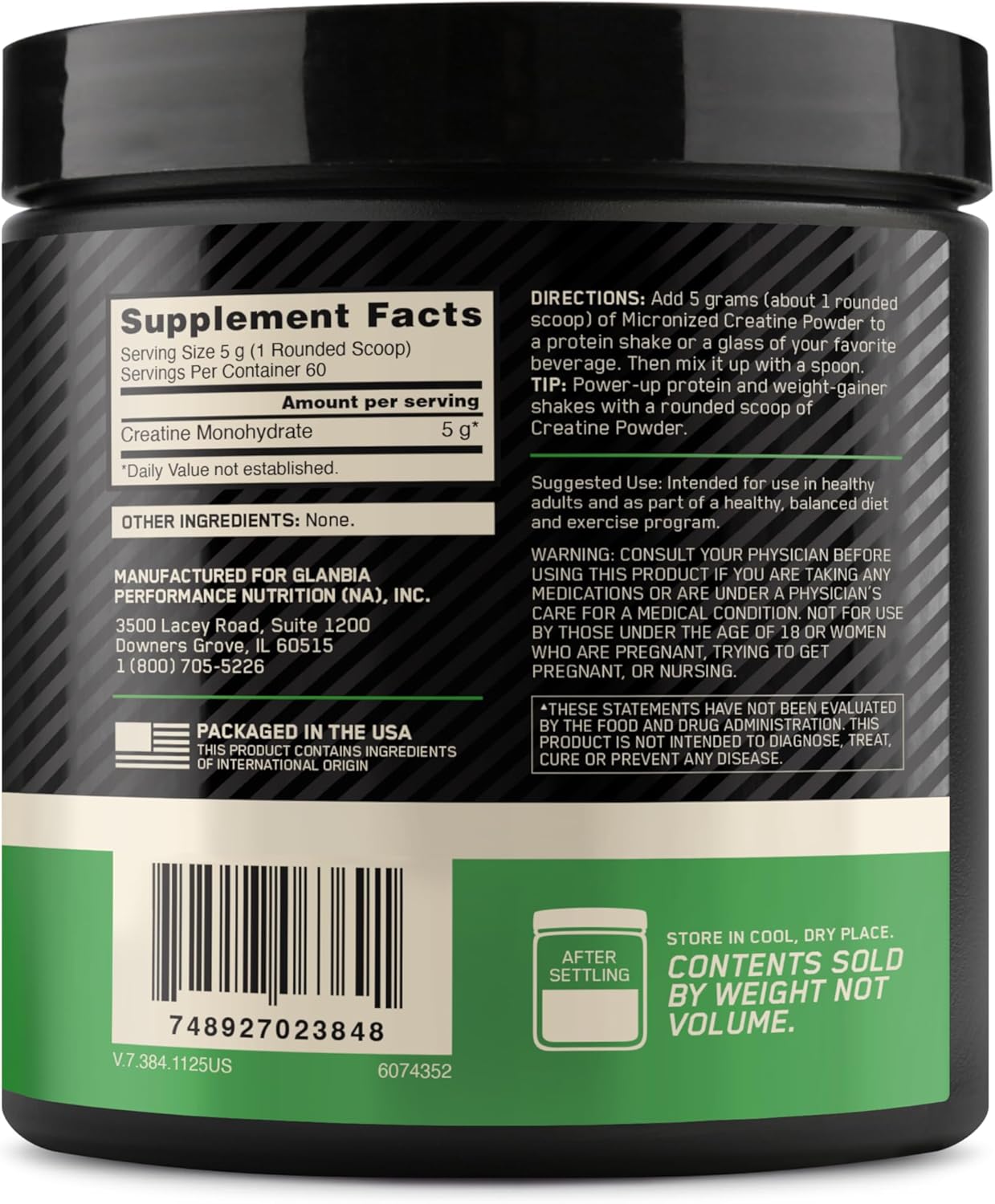 Optimum Nutrition Creatine, Micronized Creatine Monohydrate Powder, Supports Strength & Recovery, Banned Substance Tested, Unflavored, 5g per Serving, 60 Servings | 5g Micronized Creatine Monohydrate Powder Per Serving, Supports Muscle Strength & Power, E