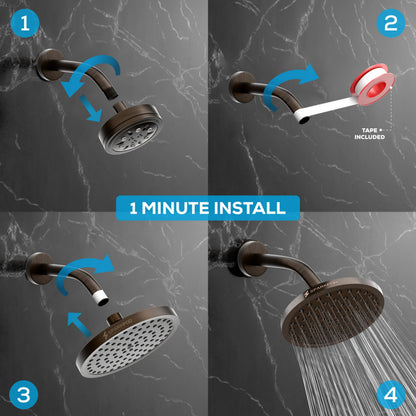 SparkPod Rain Shower Head, 6 Inch Round, Luxury Polished Chrome Finish | High Pressure Shower Heads, 90 Nozzles, Adjustable Showerhead, No Tools Needed, Universal Connection