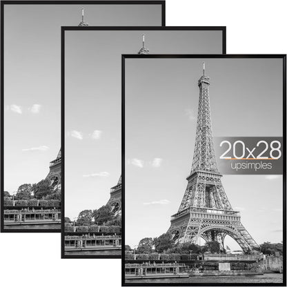 upsimples 12x16 Poster Frame, Easy Slide-In Assembly, Black, 3 Pack | Gallery Wall 12 x 16 Picture Frames Set for Family, Wedding, Christmas, Easy to Change Photos