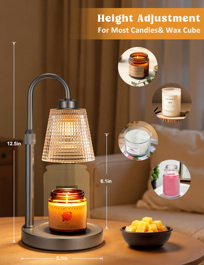 Candle Warmer Lamp with Timer Home Decor Birthday Gifts for Women | Dimmable Candle Warmer for Jar Candles, Height Adjustable Wax Melts Warmer,Room Decor House Warming Gifts New