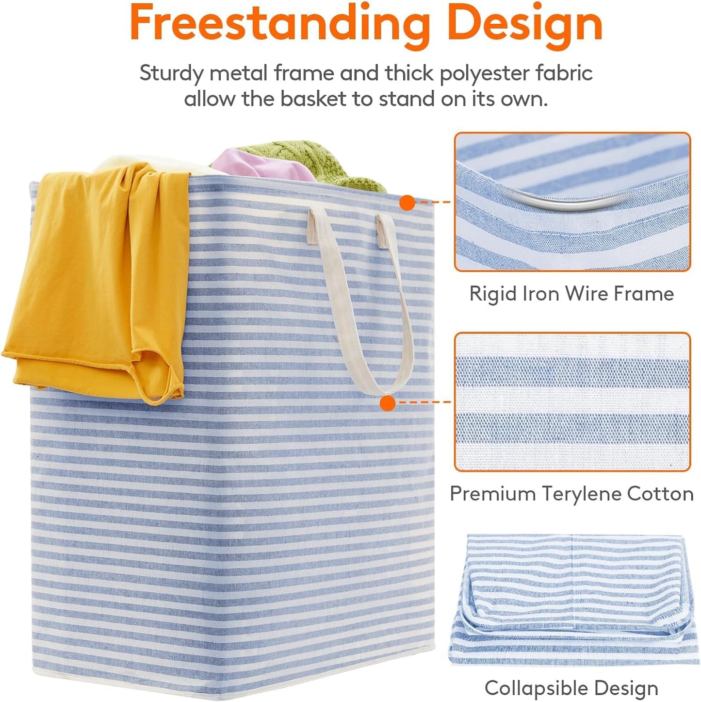 Lifewit 2 Pack Laundry Basket 80L Each, Collapsible Clothes Hamper with Reinforced Handles, Freestanding Waterproof Design for Bedroom and Laundry Room, Grey 160L Total