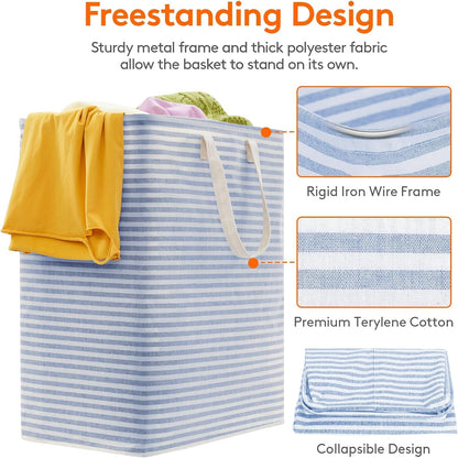 Lifewit 2 Pack Laundry Basket 80L Each, Collapsible Clothes Hamper with Reinforced Handles, Freestanding Waterproof Design for Bedroom and Laundry Room, Grey 160L Total