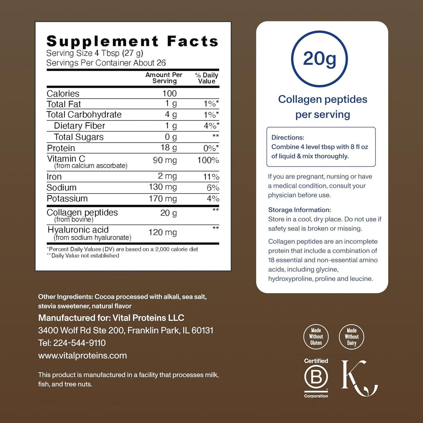 Vital Proteins Collagen Peptides Powder Advanced, Unflavored, 20oz | Hyaluronic Acid & Vitamin C, Supports Hair Skin & Nails, Collagen Peptides, 27 Servings