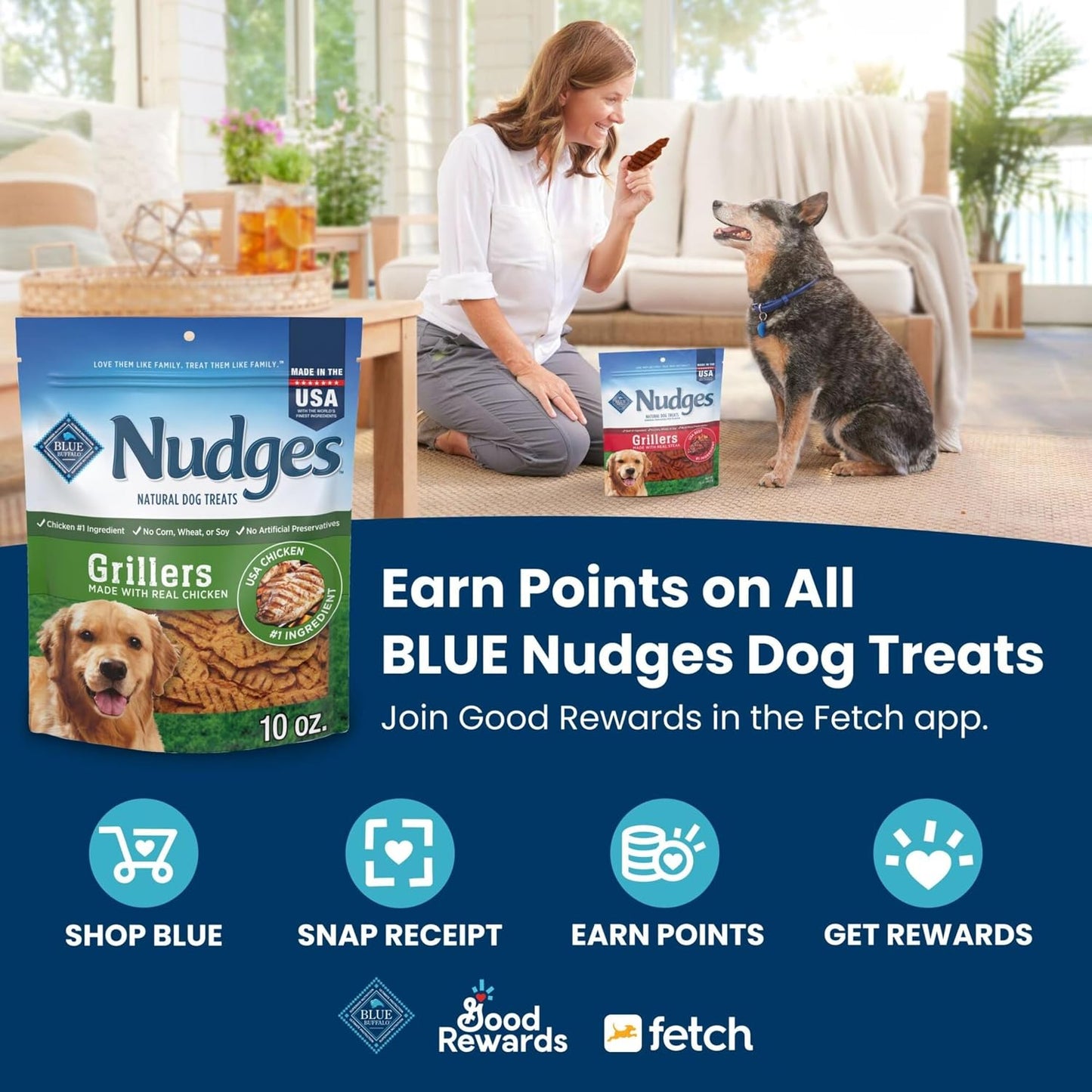 Blue Buffalo Nudges Homestyle Chicken Dog Treats, 16 oz | Real Chicken First, with Peas & Carrots, Made in the USA, No Corn, Wheat, or Soy