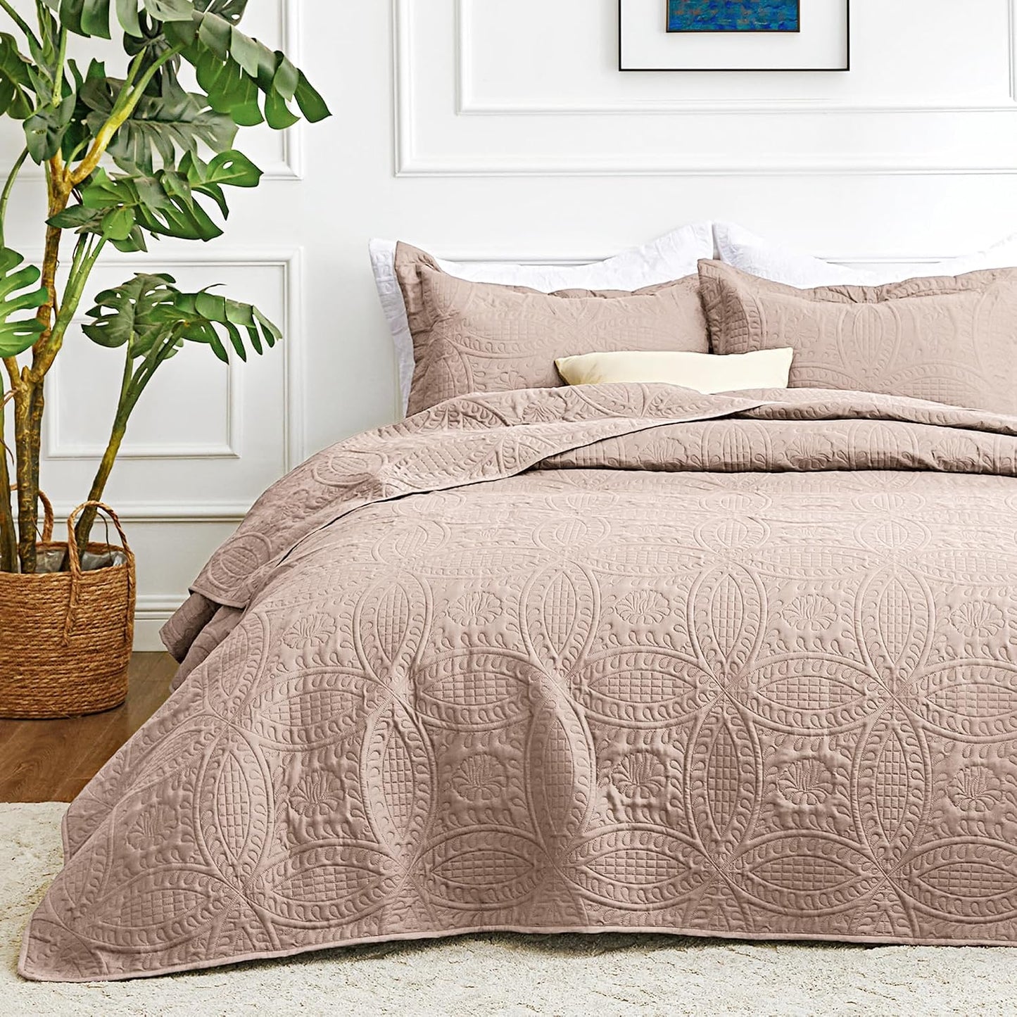 Love's cabin Quilts for Queen Bed Blue Bedspreads - Soft Bed Summer Lightweight Bedspread Comforter - Modern Style Coin Pattern Coverlet for All Season - 3 Pieces (1 Quilt, 2 Pillow Shams)