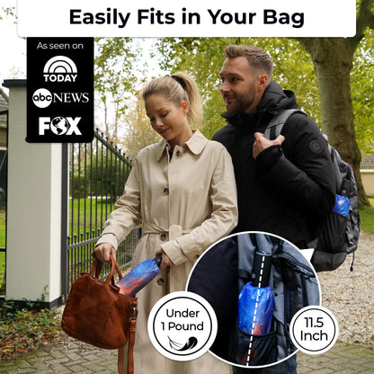 Strongest Windproof Travel Umbrella (Compact, 100MPH Wind-Tested), Light, Portable, One-Handed Use, Automatic Folding Rain Umbrella, Durable, Premium Grip, Fits Car & Backpack