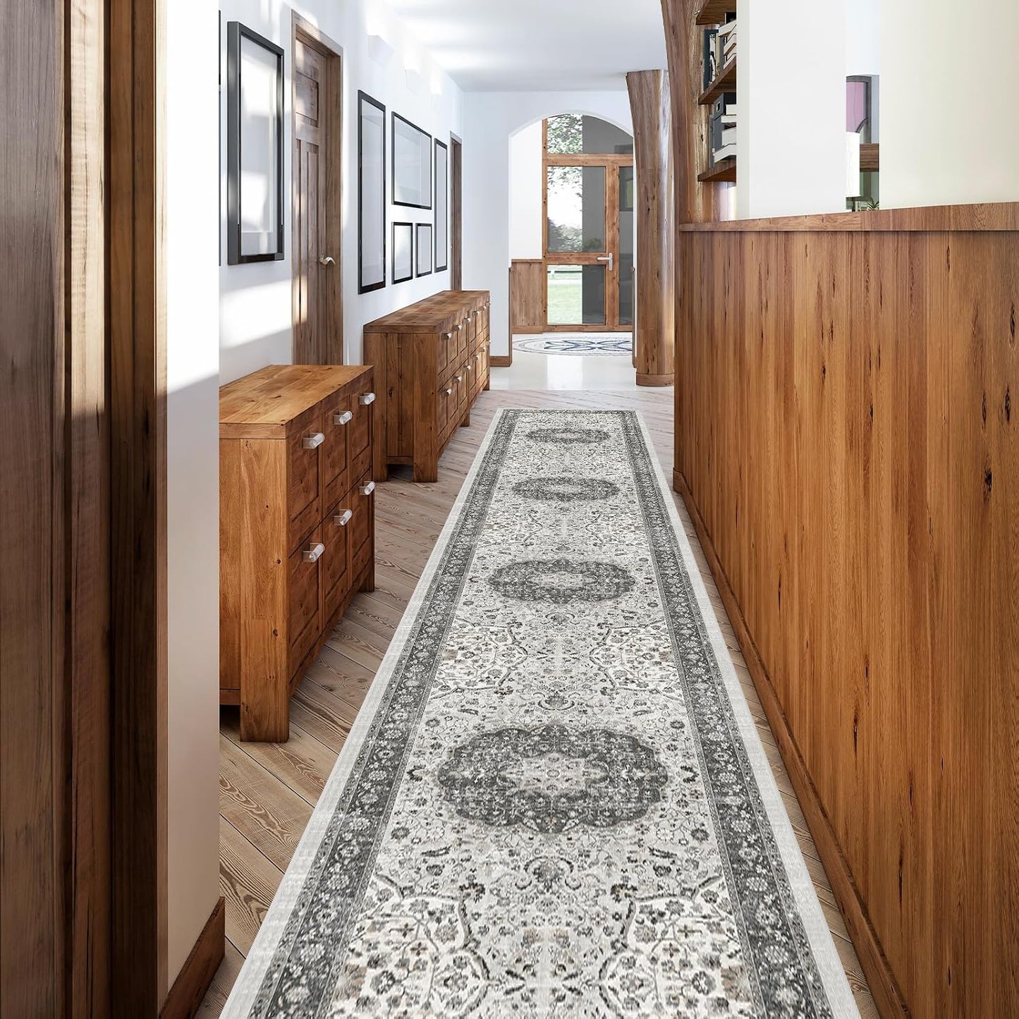 2x6 Hallway Washable Runner Rug : Vintage Soft Kitchen Laundry Runner with Non Slip Backing Farmhouse Entryway Living Room Floor Mat Stain Resistant Carpet for Bedroom Bathroom Distressed Beside Rug