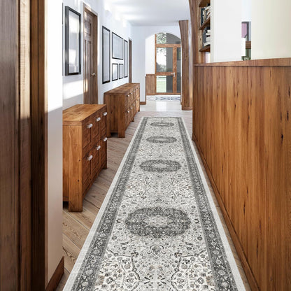 2x6 Hallway Washable Runner Rug : Vintage Soft Kitchen Laundry Runner with Non Slip Backing Farmhouse Entryway Living Room Floor Mat Stain Resistant Carpet for Bedroom Bathroom Distressed Beside Rug
