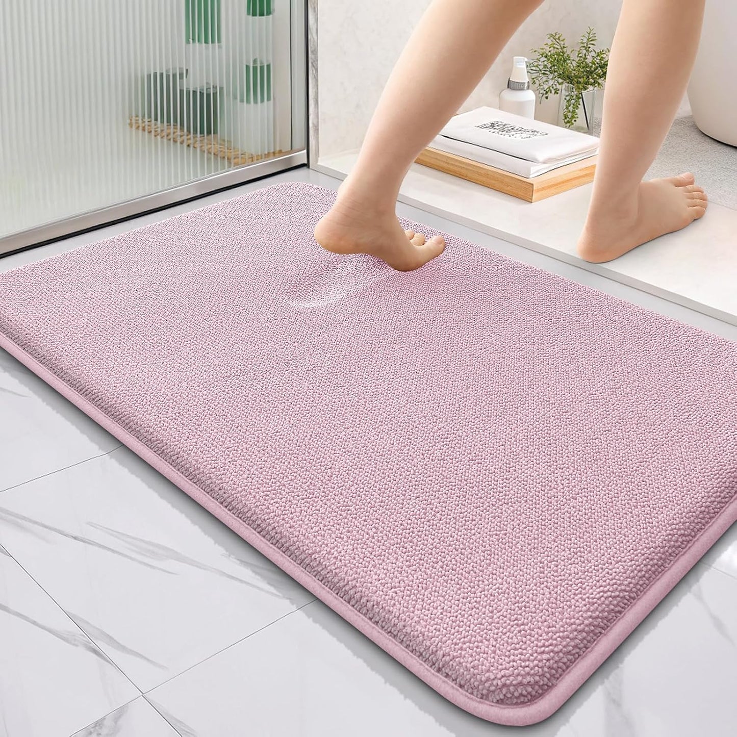 OLANLY Thick Memory Foam Bathroom Rugs 30x20, Soft Absorbent Bath Mat, Teal | Quick Dry Bath Rugs, Non-Slip Carpet, Machine Washable Mats for Bathroom Floor, Tub and Shower, Home Decor Accessories