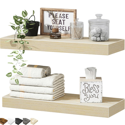 QEEIG Bathroom Floating Shelves for Wall - 15.7" Wall Mounted Shelf Over Toilet Farmhouse Home Decor Display Bookshelf Small 15.7 x 6.7 inch Set of 2, Rustic Brown (008-40BN)