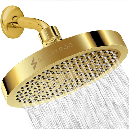 SparkPod Rain Shower Head, 6 Inch Round, Luxury Polished Chrome Finish | High Pressure Shower Heads, 90 Nozzles, Adjustable Showerhead, No Tools Needed, Universal Connection