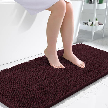 OLANLY Bathroom Rugs 30x20, Extra Soft Absorbent Chenille Bath Rugs | Grey, Quick-Drying Rubber Backing, Machine Washable Bath Mat for Bathroom Floor, Tub and Shower, Home Decor Accessories