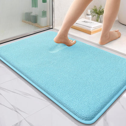 OLANLY Thick Memory Foam Bathroom Rugs 30x20, Soft Absorbent Bath Mat, Teal | Quick Dry Bath Rugs, Non-Slip Carpet, Machine Washable Mats for Bathroom Floor, Tub and Shower, Home Decor Accessories