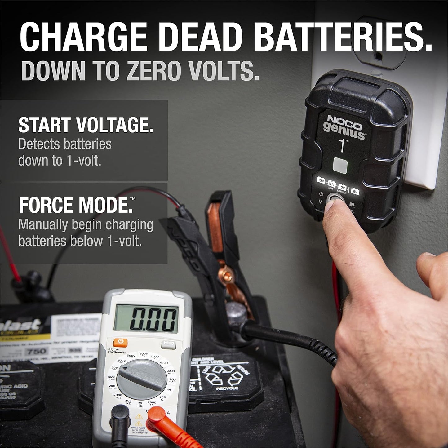 NOCO GENIUS1: 1A 6V/12V Smart Battery Charger – Automatic Maintainer, Trickle Charger & Desulfator with Overcharge Protection & Temperature Compensation – for Lead-Acid & Lithium Batteries | Overcharge Protection, Desulfator, Temperature Compensation, For