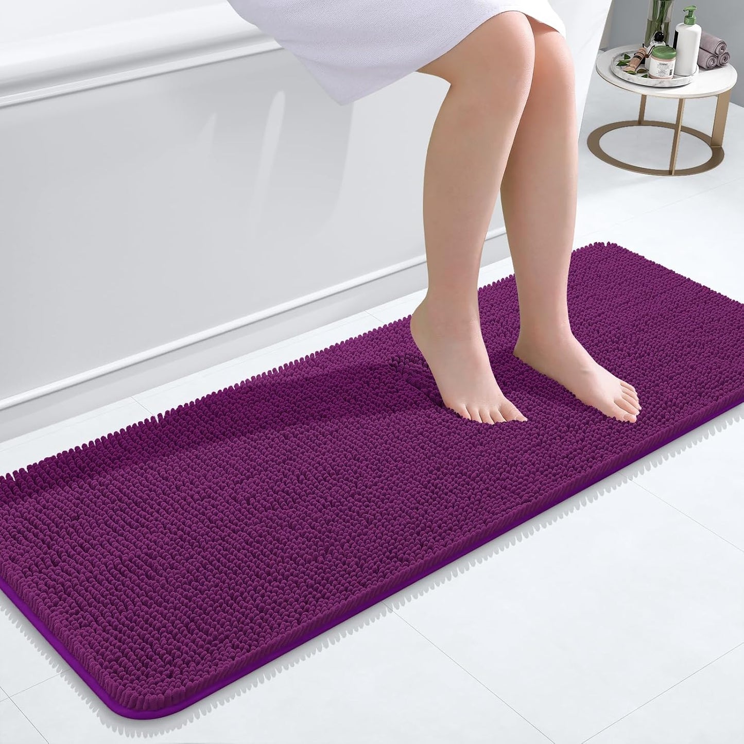 OLANLY Bathroom Rugs 30x20, Extra Soft Absorbent Chenille Bath Rugs | Grey, Quick-Drying Rubber Backing, Machine Washable Bath Mat for Bathroom Floor, Tub and Shower, Home Decor Accessories